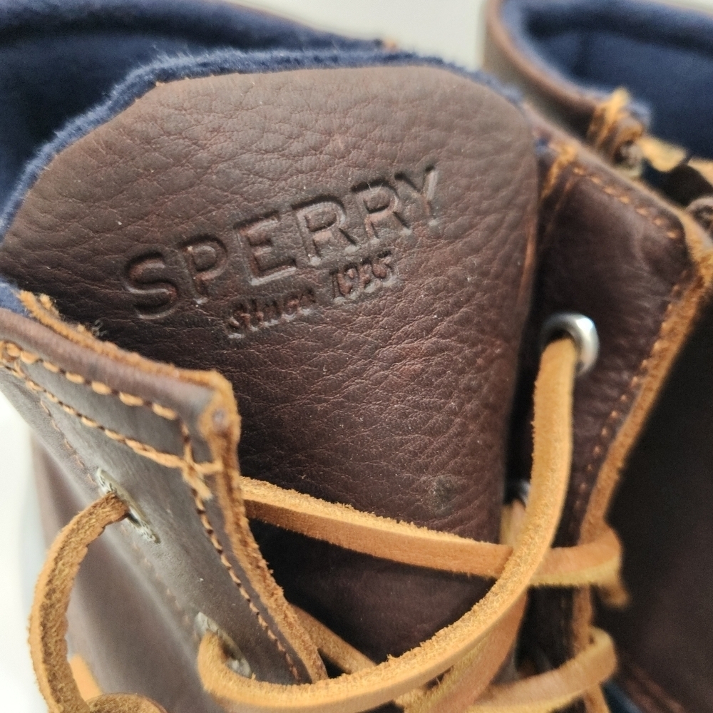 Sperry Women's Saltwater Duck Boots - Navy & Brown Waterproof Leather - Size 9.5 - Picture 6 of 8